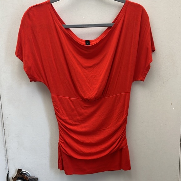 Ing Red Draped Short Sleeve Blouse - Picture 13 of 13